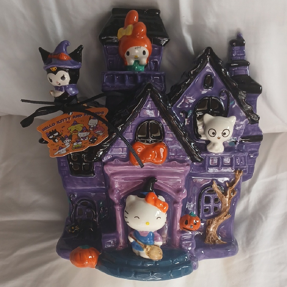 Purple Halloween Ceramic House with Characters